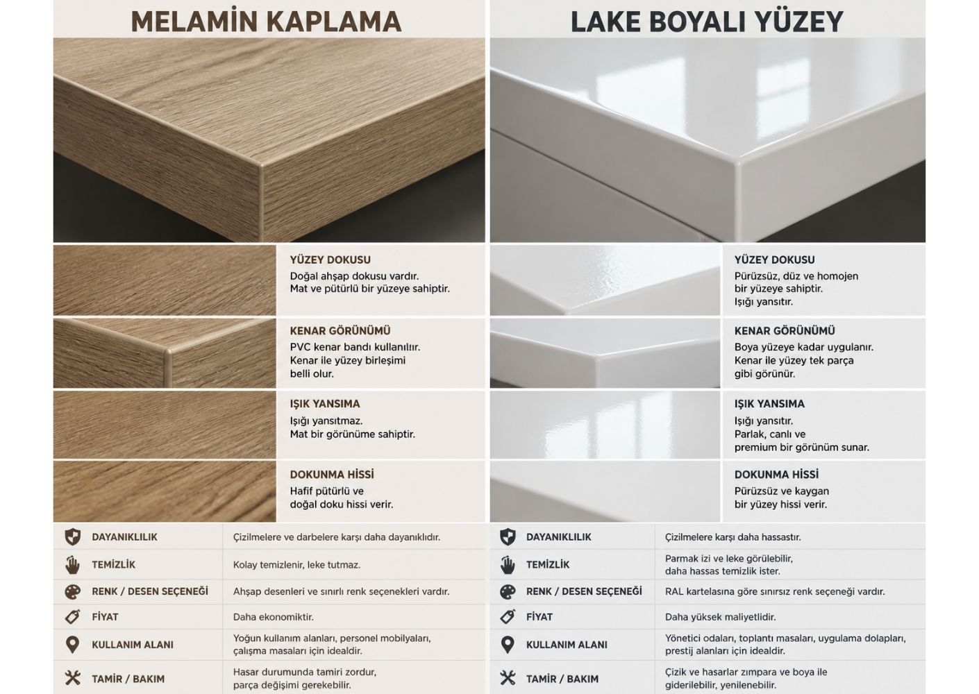 Ofis Mobilyasında Doğru Malzeme Nasıl Seçilmelidir? Melamin Mobilya mı Lake Mobilya mı? 