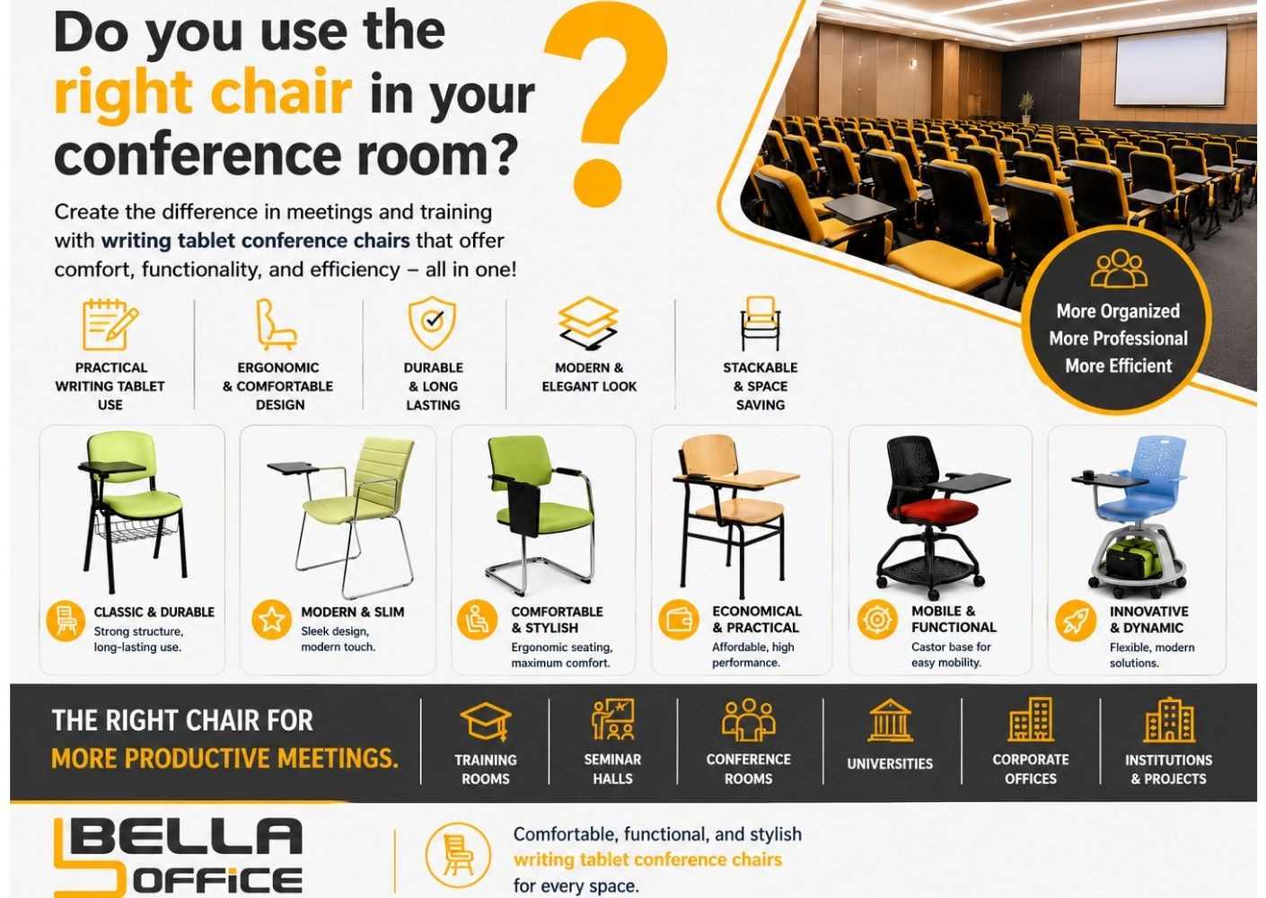 How to Choose Writing Tablet Conference Chairs for Conference Halls ?